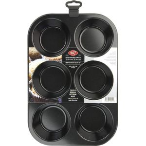 Grote muffinpan met 6 cups - professionele kwaliteit - koolstofstaal - Eclipse anti-aanbaklaag