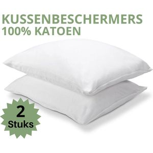 Droomtextiel Molton Kussenbeschermer 40x60 cm - set van 2 stuks - 100% Hoogwaardige Katoen - Anti allergie - Hotel Kwaliteit - Extra Zacht -