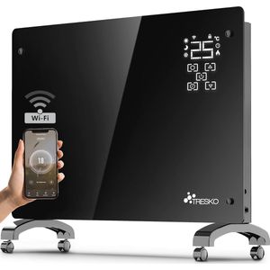 Glazen Convector 1500W met WiFi & App | Elektrische Tegel Radiator met LCD-Display voor Vloer of Wand