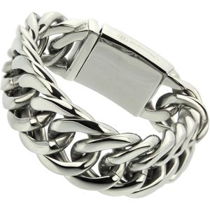 Bukovsky - Stalen Armband - ""Chase XL"" - 18 cm - Zilverkleur - Gourmette Schakels - Gepolijst Staal - Glanzend - Rvs - 316L Stainless Steel