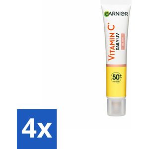 4 x Garnier - SkinActive - UV Fluid - Vitamine C - Anti-Pigmentvlekken - SPF 50+ - 40 ml - Zonbescherming - Vitamine C Serum - Anti Pigmentvlekken - Dagcrème - Spf50