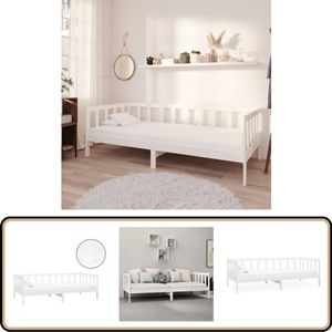 vidaXL Slaapbank Grenenhout Wit 90x200 cm Slaapbank - Sofa Bed - Houten Bank - Grenenhout Meubilair - Wit Meubel