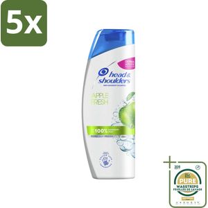 5 x Head & Shoulders - Shampoo - Apple Fresh - Verfrissende & Natuurlijke Appelgeur - 400 ml - Grootverpakking - Apple Fresh Shampoo - Anti-roos Shampoo - Head & Shoulders - Haarverzorging - Shampoo Voor Roos