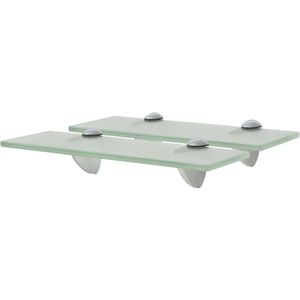 The Living Store Zwevende Plank - Glas - 30 x 20 cm - Matglas - Draagvermogen 10 kg