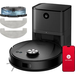 Ultenic T10 Lite Laser Navigatie Robotzuiger met Automatische stofzuigzak | 3000Pa Krachtige Aspiratie | 3200mAh Accu | APP- en Stemcontrole | Compact (97mm) voor Onder Banken en Bedden