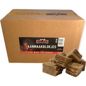 GrillKing Aanmaakblokjes Premium - ca. 450 stuks - Voordeeldoos - Geurvrij - lange brandduur - BBQ & Haard