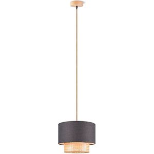 Home Sweet Home - Landelijke Hanglamp Cane Weave - geschikt voor E27 LED lichtbron - hanglamp gemaakt van Linnen - 30/30/129cm - Pendellamp geschikt voor woonkamer, slaapkamer, keuken