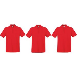 3-Pack maat S rood polo shirt premium van katoen voor heren - Polo t-shirts voor heren