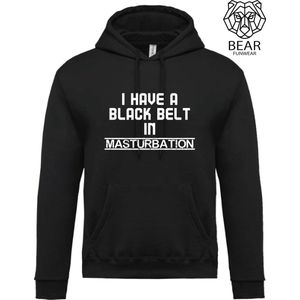 I have a black belt in masturbation | Fun hoodie | Grappige hoodie | Maat S