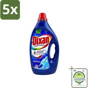 5 x Dixan - Vloeibaar Wasmiddel en Vlekverwijderaar - Gekleurde Was - Fresh Ocean - 35 Wasbeurten - Grootverpakking - Wasmiddel - Vlekkenverwijderaar - Gekleurde Was - Frisse Geur - Dixan Fresh Ocean