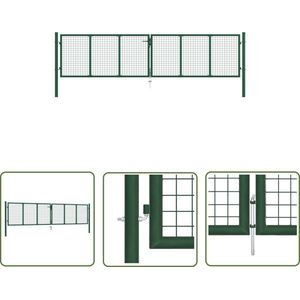 The Living Store Tuinpoorten - Gazen hekpoort - 415 x 150 cm - Gegalvaniseerd staal - Donkergroen