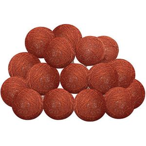 Atmosphera LED Feestverlichting Land balletjes Terracotta - Lichtslingers katoen - Cotton ball - 16 Ballen - Dia 3.5 cm - Guirlande