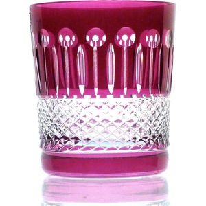 Kristallen whiskeyglazen  - Whiskyglas CHRISTINE - raspberry - set van 2 glazen - gekleurd kristal