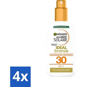 Garnier - Ambre Solaire - Ideal Bronze - Zonnebrandspray - SPF 30 - 200 ml - Voordeelverpakking - 4 stuks