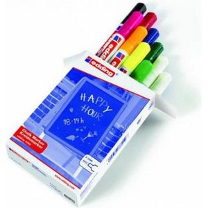 edding 4095 krijtmarkers - 10 stuks verschillende kleuren - ronde punt - 2-3 mm - geschikt voor ramen en krijtborden - semi-permanent (met natte doek af te doen)