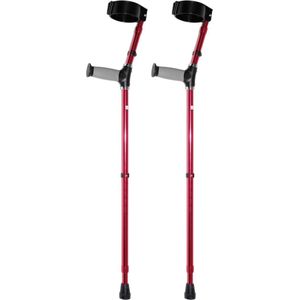 Premis elleboogkrukken paar standaard softgrip handgreep (rood/roze)