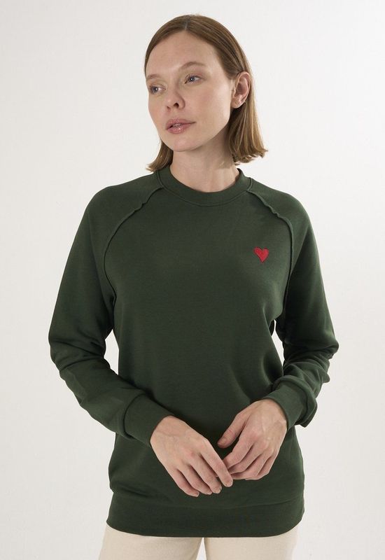 Felix Hardy Basic Sweatshirt Ronde Hals Katoen Dames Groen - L