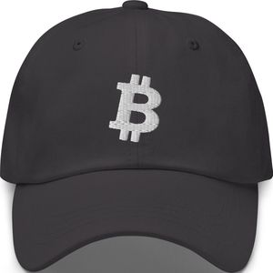 Klassiek Donker Grijs Bitcoin Petje Met Wit Kleurig Geborduurd Bitcoin Logo| Bitcoin cadeau| Crypto cadeau| Bitcoin Cap| Crypto Cap| Bitcoin Pet| Crypto Pet| Bitcoin Merch| Crypto Merch| Bitcoin Kleding| Crypto Kleding