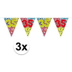 3x Mini vlaggenlijn / slinger - verjaardag 35 jaar - 300 cm