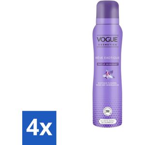 4 x Vogue Cosmetics - Reve Exotique - Parfum Deodorant - 150 ml - Parfum Deodorant - Luxe Deodorant - Geur Deodorant - Langdurige Geur - Exotische Geur