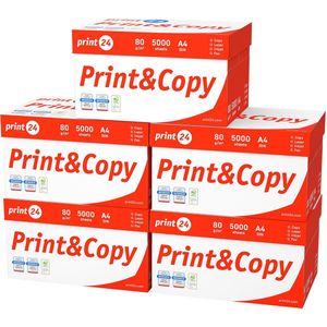 print24 Printerpapier kopieerpapier 25000 vellen 50 x 500 A4 80g premium wit PEFC-gecertificeerd