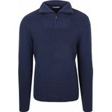 KnowledgeCotton Apparel 1/2 Neck Zip Merino Wool Rib Knit Merinotrui (Heren |blauw)
