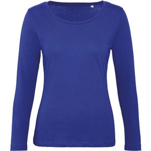 T-shirt Dames S B&C Ronde hals Lange mouw Cobalt Blue 100% Katoen