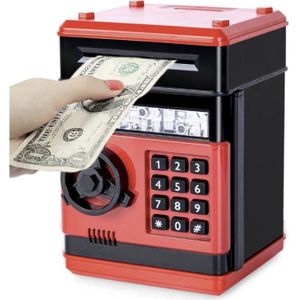 Spaarpot voor Kinderen 3-12 jaar, Elektronische Spaarpot, kluis met Code Spaarvarken voor kinderen Veilige Kluis ATM Spaarpot Geldbank Speelgoed voor Jongens Meisjes, Rood