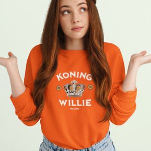 Oranje Koningsdag Trui Koning Willie L - Uniseks Fit - Oranje Feestkleding