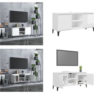 vidaXL Tv-meubel met metalen poten 103-5x35x50 cm hoogglans wit - Tv-kast - Tv-kasten - Tv-standaard - Tv-standaarden