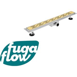 FugaFlow Eccelente Anta douchegoot badkamer - 90cm - met vloerflens - met rooster - geborsteld messing (goud)