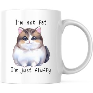 Grappige Mok met tekst: I'm not fat. I'm just fluffy | Grappige Quote | Funny Quote | Grappige Cadeaus | Grappige mok | Koffiemok | Koffiebeker | Theemok | Theebeker
