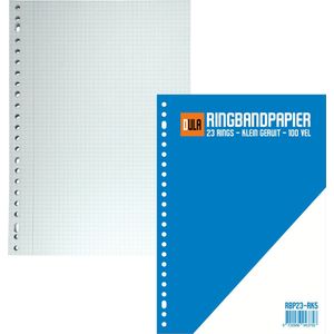 DULA - Ringbandpapier A4 - 23 rings - 5mm geruit - 70 grams - 100 vel - Ruitjespapier