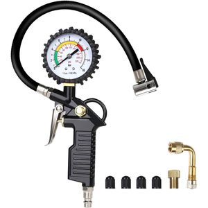 Vitdipy - Bandenpomp - Bandenspanningsmeter - 1/4"" - 0-16 bar - 3-in-1: pompen, druk meten en ontluchten - Incl. accessoires - Voor Auto, Motor En Scooterbanden - Drukmeter