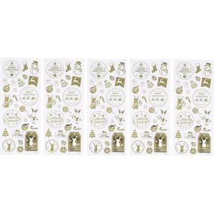 Kerst stickervel met 130 gouden kerstmis stickers