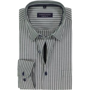 CASA MODA - Oxford - Overhemd - Diep Donkergroen met Wit Gestreept - Strijkvriendelijk