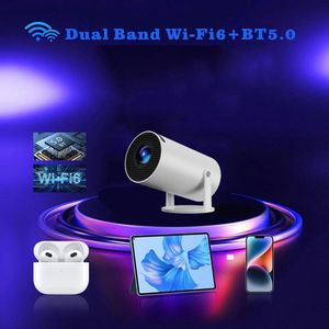 Mini Beamer - Buitenbioscoopprojector - Projector - Mini Projector Android 11 4K 1280×720P HY300 Pro Dual WiFi 290ANSI 180° Flexibel Draagbaar