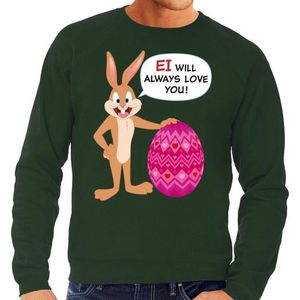 Groene Paas sweater  Ei will always love you - Pasen trui voor heren - Pasen kleding L