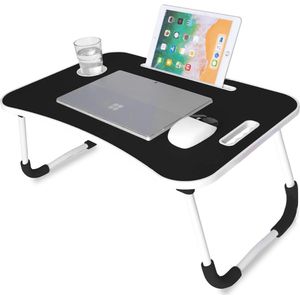 VORLOU - Opklapbaar Dienblad voor Bed Multifunctioneel met Lessenaar 60x40x26 cm (Zwart)