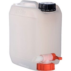 Jerrycan 5 liter transparant | met kraan | geschikt voor water | UN gekeurd | benzine | handig stapelbaar | food grade | inclusief dop | totaal te legen
