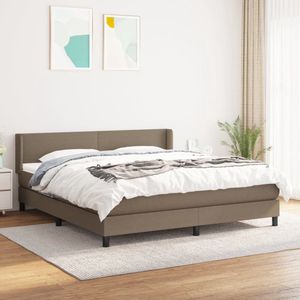 The Living Store Boxspringbed - Comfort - Kleur- Taupe - 160x200cm - Pocketvering matras - Middelharde ondersteuning - Huidvriendelijk topmatras