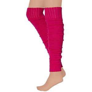 Apollo - Overknee beenwarmers - Fluor Roze - One Size - Feestkleding - Beenwarmers carnaval - Warme Beenwarmers