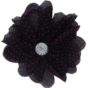 Jessidress Haarelastiekje Bloemen met stippen - Zwart/Fushia