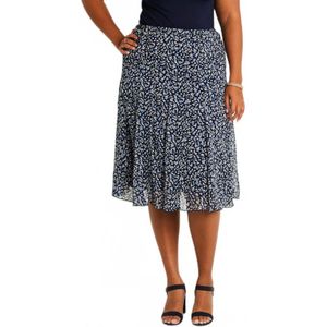 Gedrukte voile uitlopende rok tot halverwege de lengte