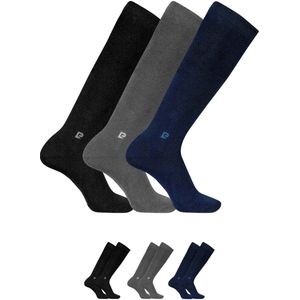 Pierre Cardin Thermo Kniekousen - 3 Paar - Heren Kniesokken - Knie Sokken - Naadloos - Zwart/Grijs/Blauw - Maat 40-46