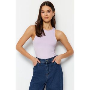 Trendyol Donkerbruin Halternek Body-Gladmakend Flexibel Onderkant Drukknoopsluiting Twoss20Bd0044