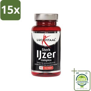 15 x Lucovitaal - Mineralen - Sterk IJzer Complex - 60 Tabletten - Grootverpakking - Ijzer Supplement - Ijzertabletten - Energieboost - Weerstand Verhogen - Vitamine C