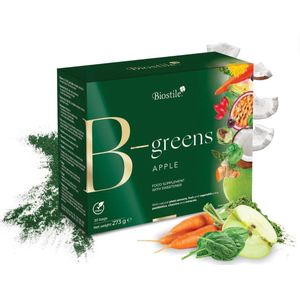 Biostile – B-Greens – Spijsvertering, Energie en Immuniteit – Met Plantenextracten en Probiotica – 30 Zakjes - 273 g