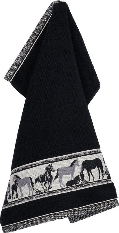 Bunzlau Castles-sKeukendoek Paard Zwart| x cm