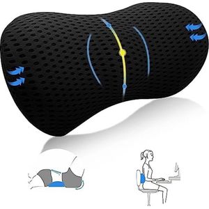 Lendensteunkussen - Orthopedisch Lendenkussen voor Ondersteuning en Comfort met Traagschuim - Ergonomisch Zitkussen voor Rugsteun - Ideaal voor Bureaustoel, Autostoel en Rolstoel - Verlicht Rugpijn en Stress